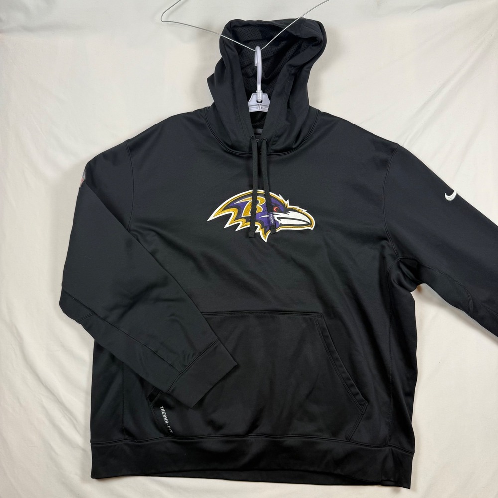 Nike NFL Baltimore Ravens Therma-FIT Pullover Hoodie Black Mens 3XL